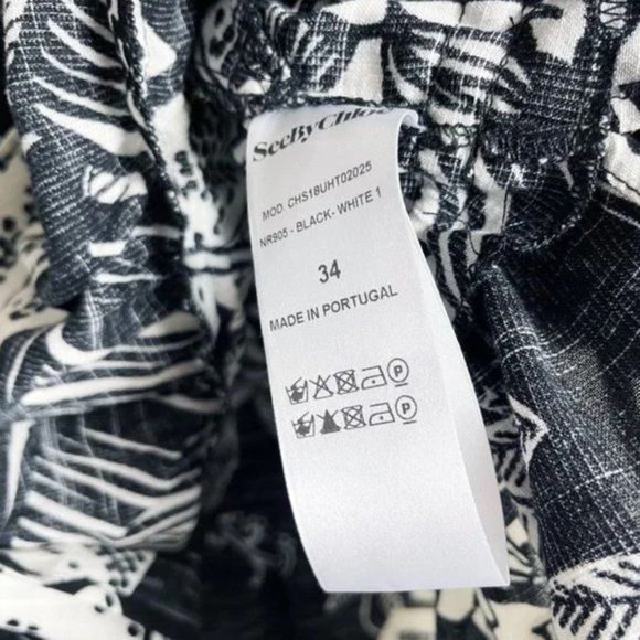 See By Chloe Monochrome Tropical Palm Print Shoulder Tie Ruffle Sleeveless Top - Picture 6 of 6